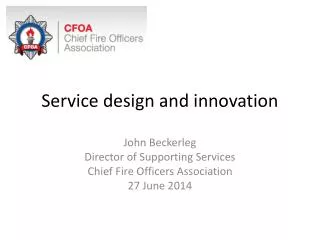 Service design and innovation