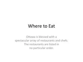 Where to Eat