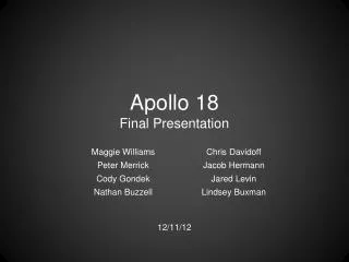 Apollo 18 Final Presentation