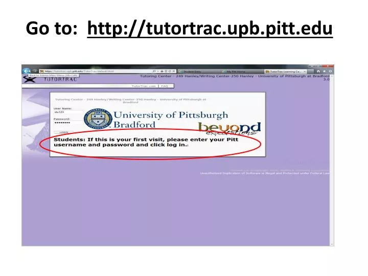go to http tutortrac upb pitt edu