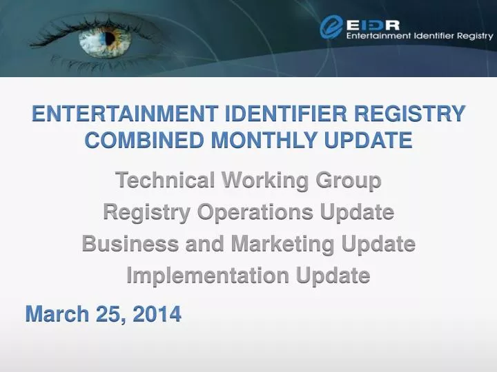 entertainment identifier registry combined monthly update