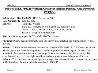 Project: IEEE P802.15 Working Group for Wireless Personal Area Networks (WPANs)