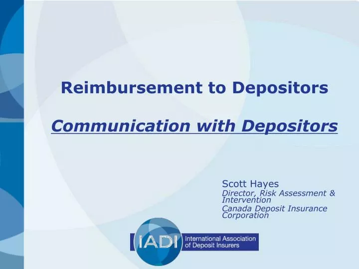 reimbursement to depositors communication with depositors