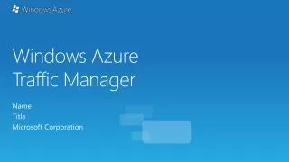 Windows Azure Traffic Manager