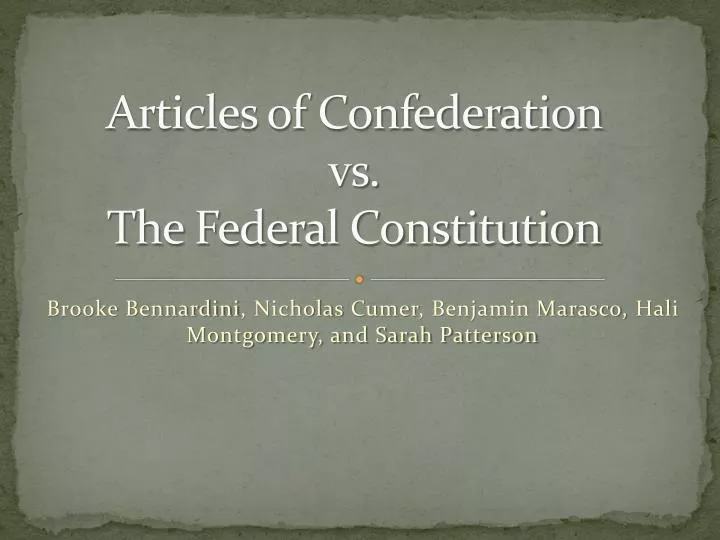 articles of confederation vs the federal constitution