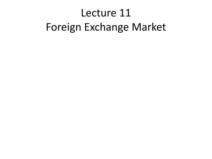 lecture 11 foreign exchange market