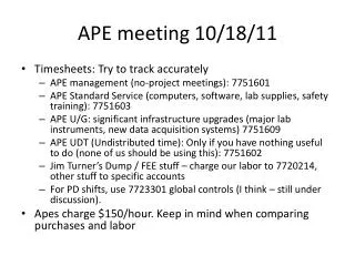 APE meeting 10/18/11