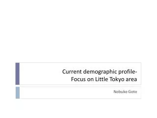 Current demographic profile- Focus on Little Tokyo area