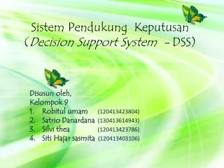 sistem pendukung keputusan decision support system dss