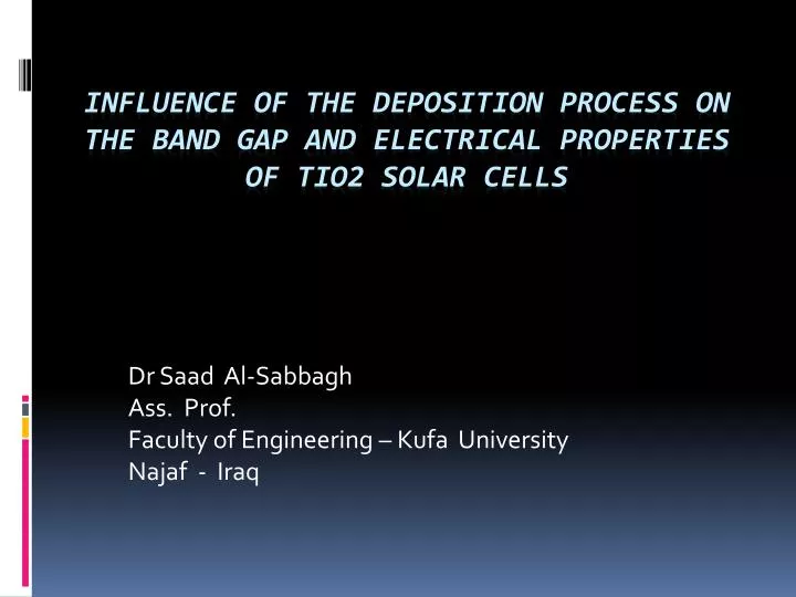 dr saad al sabbagh ass prof faculty of engineering kufa university najaf iraq