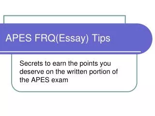 APES FRQ(Essay) Tips