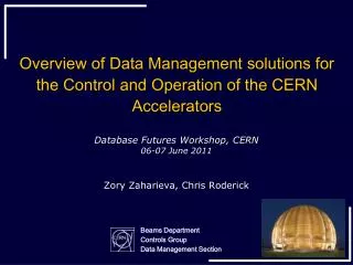 Overview of Data Management solutions for the Control and Operation of the CERN Accelerators
