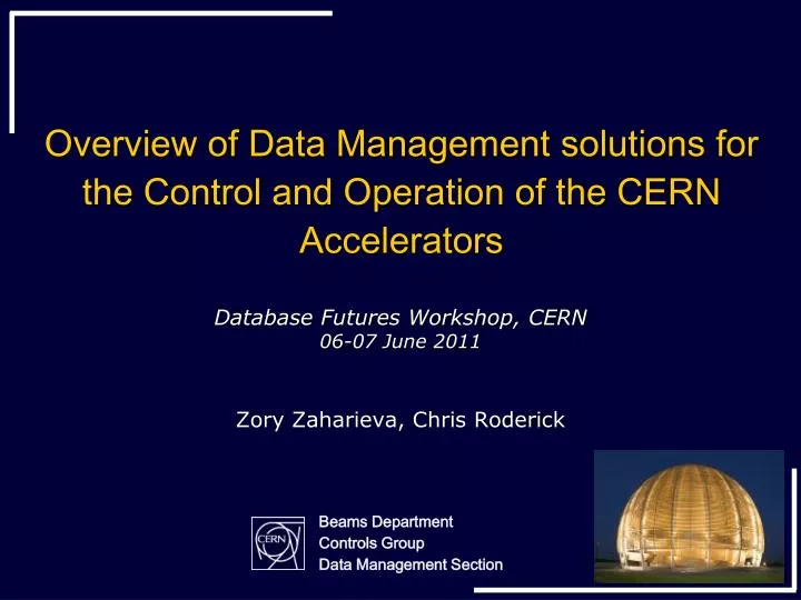 overview of data management solutions for the control and operation of the cern accelerators