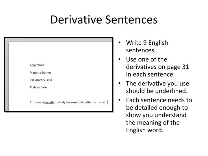 derivative sentences