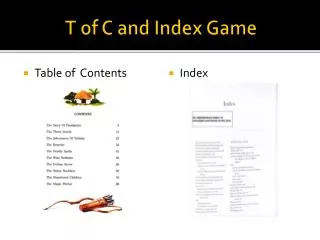 T of C and Index Game