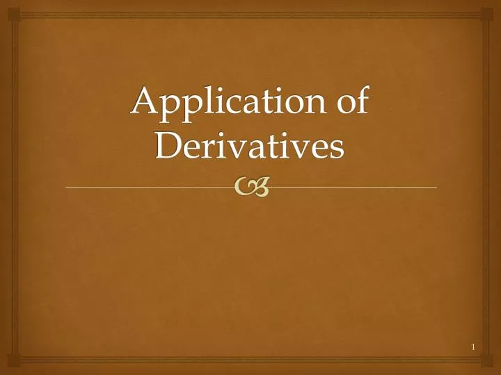application of derivatives