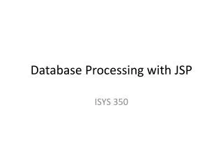Database Processing with JSP