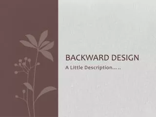 Backward Design