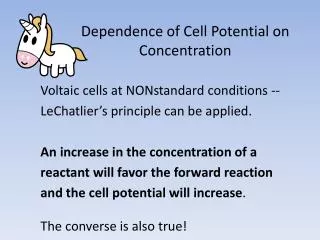 Dependence of Cell Potential on Concentration