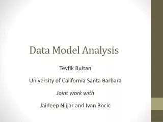 Data Model Analysis