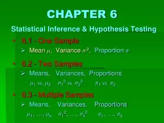 chapter 6 statistical inference hypothesis testing