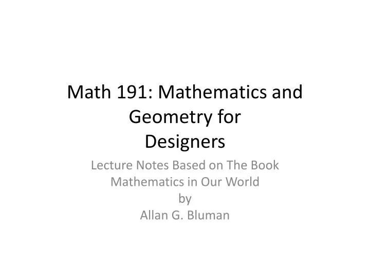 math 191 mathematics and geometry for designers