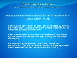 Texas Education Agency Instructional Materials and Educational Technology Division