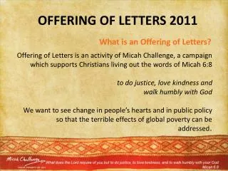 What is an Offering of Letters?