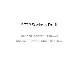 SCTP Sockets Draft
