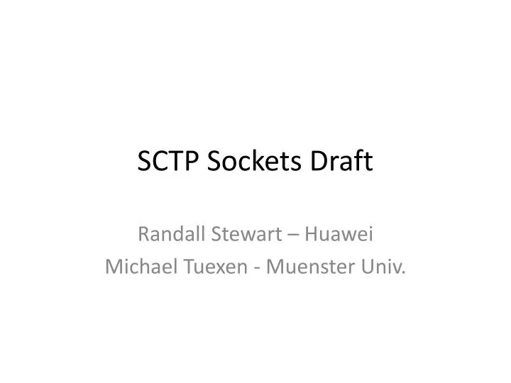 sctp sockets draft
