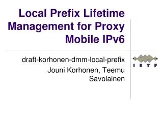Local Prefix Lifetime Management for Proxy Mobile IPv6