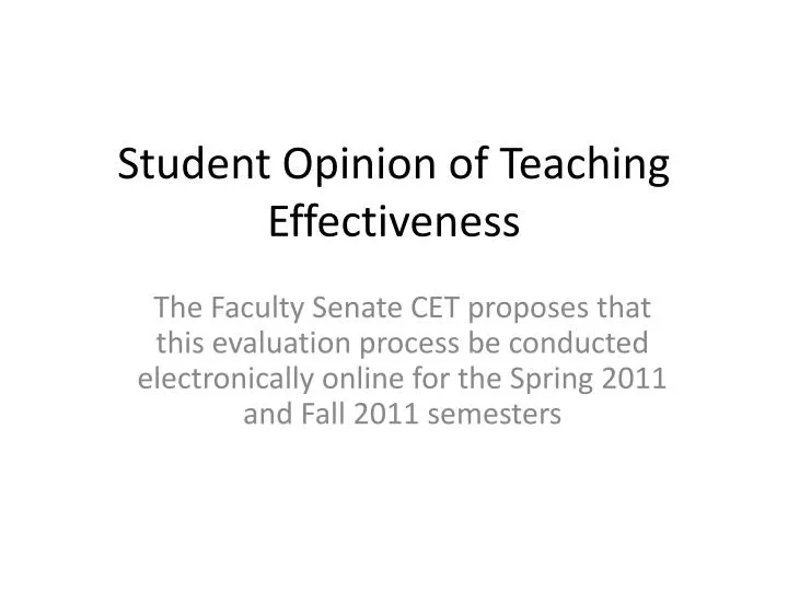 student opinion of teaching effectiveness