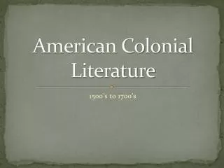 American Colonial Literature
