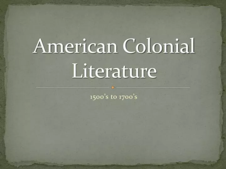 american colonial literature