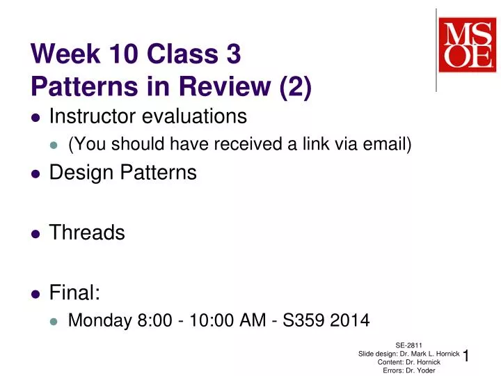 week 10 class 3 patterns in review 2