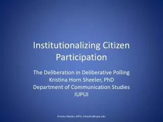 Institutionalizing Citizen Participation