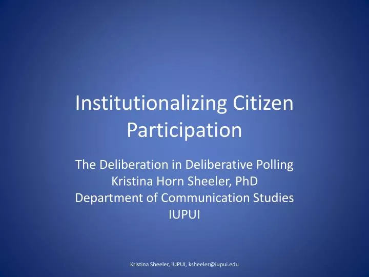 institutionalizing citizen participation