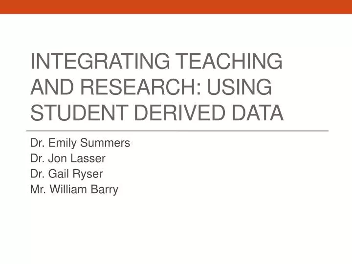 integrating teaching and research using student derived data