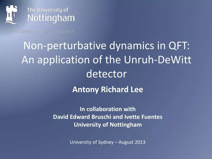 non perturbative dynamics in qft an application of the unruh dewitt detector