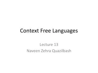 Context Free Languages