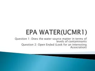 EPA WATER(UCMR1)