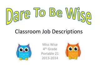 Classroom Job Descriptions