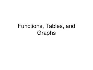 Functions, Tables, and Graphs