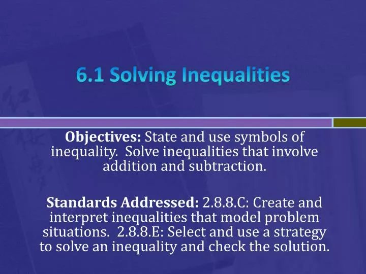 6 1 solving inequalities