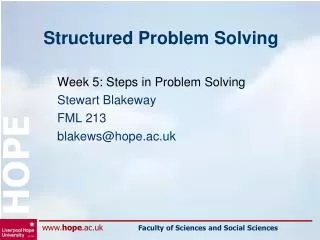 Structured Problem Solving