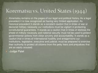 Korematsu vs. United States (1944)