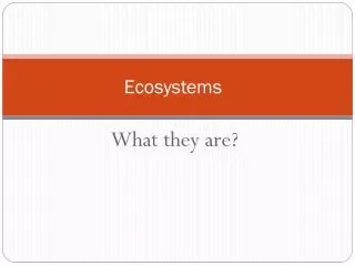 Ecosystems