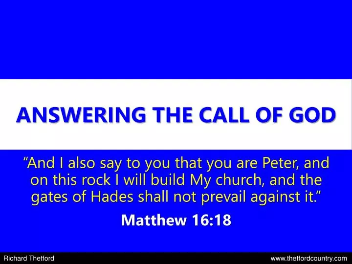 answering the call of god
