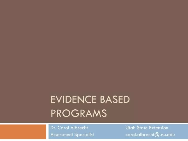 evidence based programs