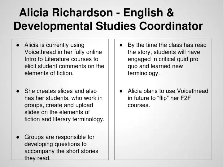 alicia richardson english developmental studies coordinator